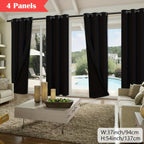 100% Blackout Curtains 4-Panel – Coated Lining Grommet Top for Total Darkness, Privacy Drapes for Bedroom Living Room Kitchen Bathroom, 8 Colors 9 Sizes