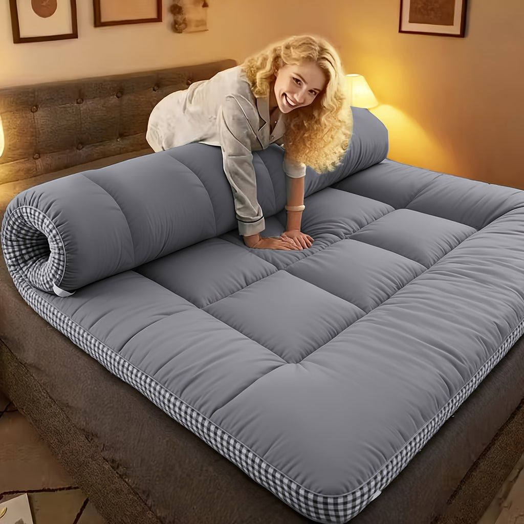 Roll Up Mattress Topper & Foldable Tatami Sleeping Pad – Soft Breathable Floor Mat for Guest Bed Sofa Camping, Twin Full Queen King, 8 Colors