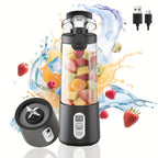 Portable Blender USB-C Rechargeable 6-Blade Stainless Steel – Ice Crush Smoothie Maker with Digital Timer, Battery Display & No-Spill Lid for Gym, Travel & Protein Shakes, Pink or White