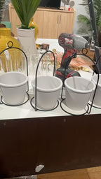 Vertical Planter Set with Adjustable Metal Rod, Iron Rings & Hanging Flower Pots for Window Sill & Balcony, Mini Vertical Garden Kit for Indoor Outdoor Plants, Space-Saving Patio Planter