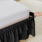 Dust Ruffle Bed Skirt 16 Inch Drop Elastic Wrap Around – Double Ruffle Easy Install Machine Washable, Twin Full Queen King CK, 10 Colors