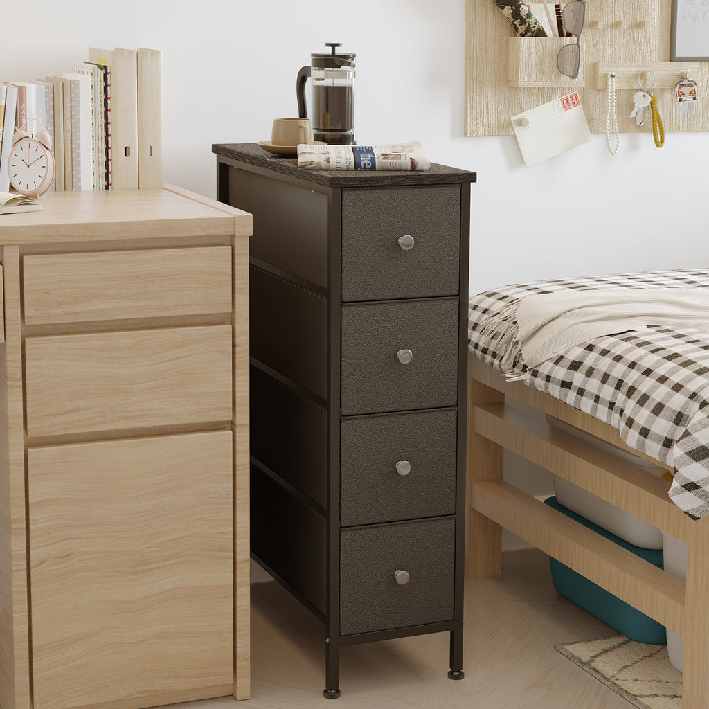4-Tier Tall Narrow Storage Cabinet | Slim Bathroom & Kitchen Organizer, 29.5"H x 16.5"W x 9.5"D, Compact Shelving for Small Spaces, Easy Assembly