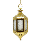 Moroccan Hanging Candle Lantern with Chain – Vintage Boho Style Iron & Glass Tealight Holder for Home, Patio, Garden, Wedding & Ramadan Decor (23.5" Overall)