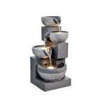 4-Tier Cascading Bowl Water Fountain 18.7" Floor Standing with LED Lights & Silent Pump – Indoor Waterfall Fountain for Home Decor, Office & Meditation