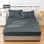 Fuzzy Fleece Fitted Sheet Plush Warm Winter Bedding Stripe Rabbit Fur Soft Thickened Bed Cover Machine Washable Twin Queen King Dark Gray Beige Space Gray
