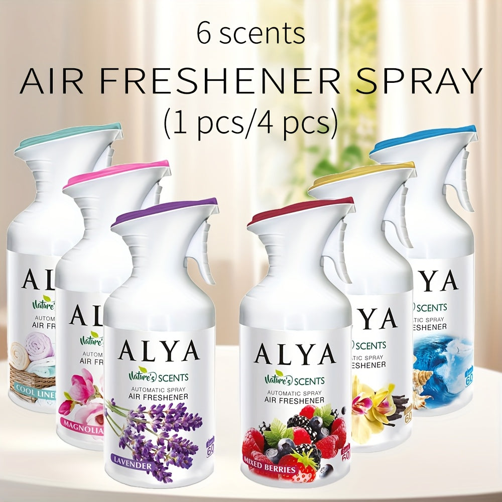 6-Scent Automatic Air Freshener Refills 8.45 oz – Lavender, Vanilla, Cool Linen, Ocean, Magnolia & Mixed Berries Odor Eliminator Spray for Home Bathroom Car Office Closet, 1pc or 4-Pack