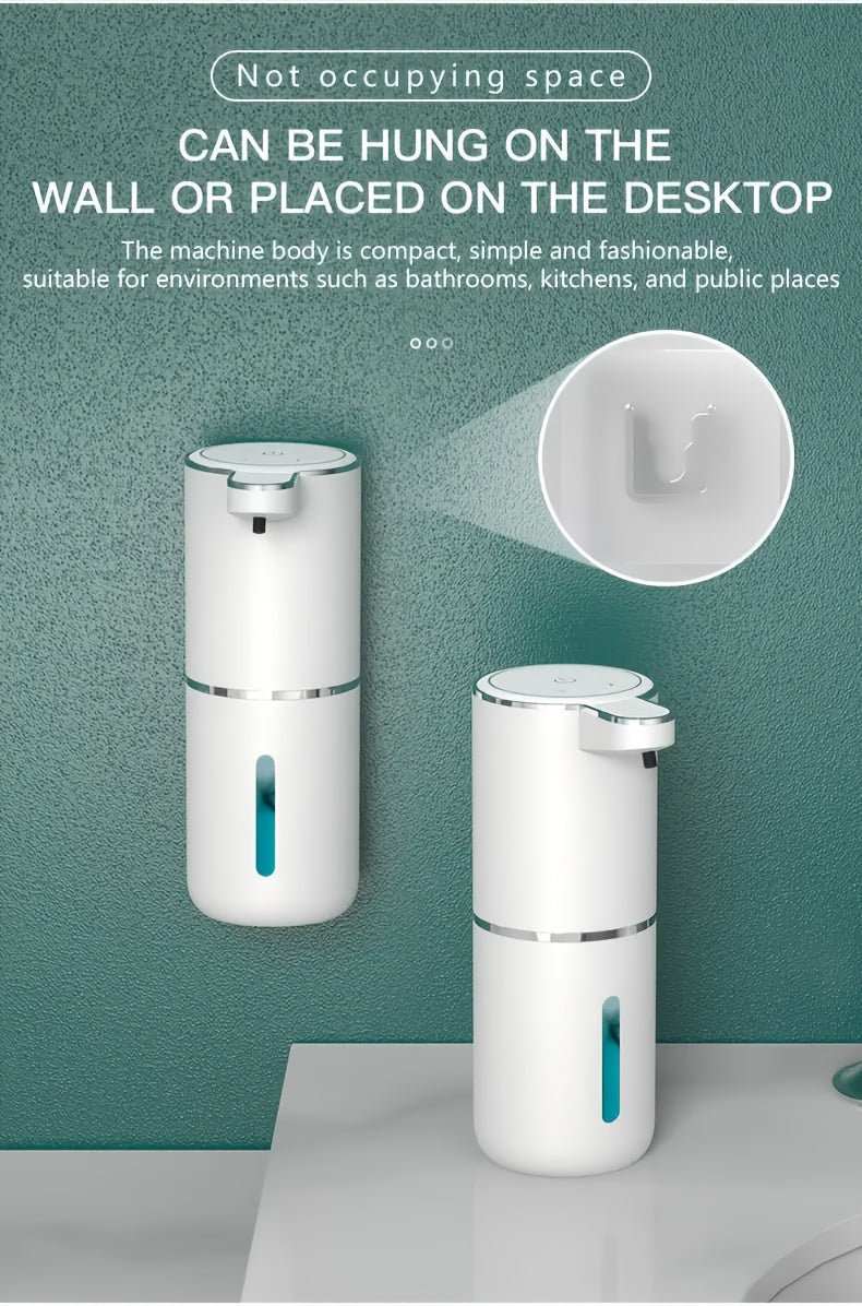 Touchless Foam Soap Dispenser Automatic USB-C Rechargeable Wall-Mounted IPX5 Waterproof 400ml with 4 Adjustable Foam Levels for Bathroom and Kitchen – No Battery Needed