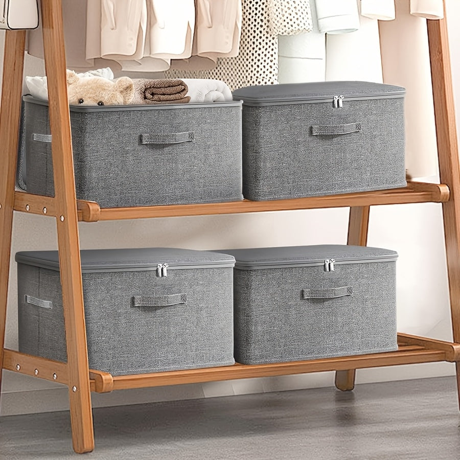 Extra Large Foldable Waterproof Storage Bins 4 or 8 Pack Collapsible Organizer Bags for Clothes Blankets Wardrobe Bedroom Kitchen Books Multi-Purpose