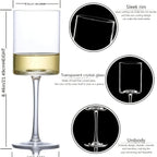 Square Wine Glasses Set of 4 - 15oz Hand Blown Borosilicate Crystal Stemmed Wine Glass for Red & White Wine, Wine Tasting Party Wedding Anniversary Christmas Birthday Gift