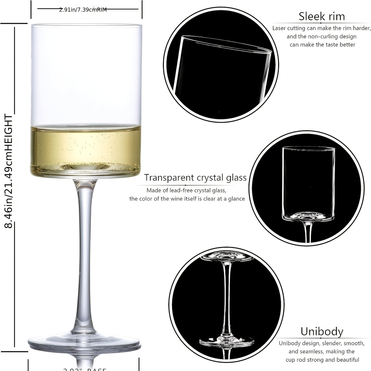 Square Wine Glasses Set of 4 - 15oz Hand Blown Borosilicate Crystal Stemmed Wine Glass for Red & White Wine, Wine Tasting Party Wedding Anniversary Christmas Birthday Gift