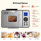 Bread Maker Machine 19-in-1 with Ceramic Non-Stick Pan, 15-Hour Timer, 3 Crust Colors, Auto Keep-Warm – Up to 2 LB Loaf