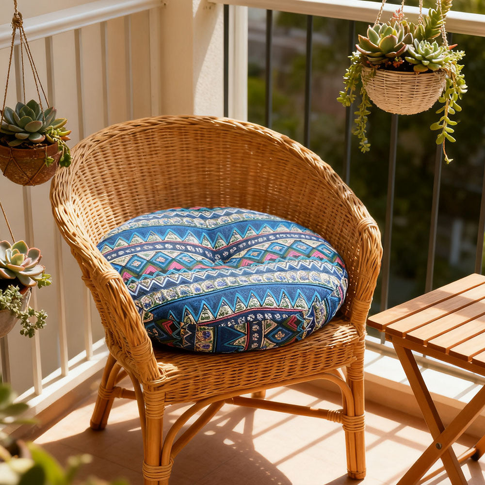 Round Seat Cushion 40x40cm 15cm Thick Firm Futon Meditation Mat Removable Linen Cover Chair Pad for Office Dining Chair Home Decor All Seasons Christmas