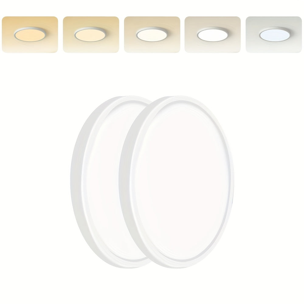 LED Flush Mount Ceiling Light 12 Inch 5CCT Dimmable – 22W 2400LM Modern Round Flat Panel Light for Bedroom, Living Room & Dining Room, 2/4/6 Pack