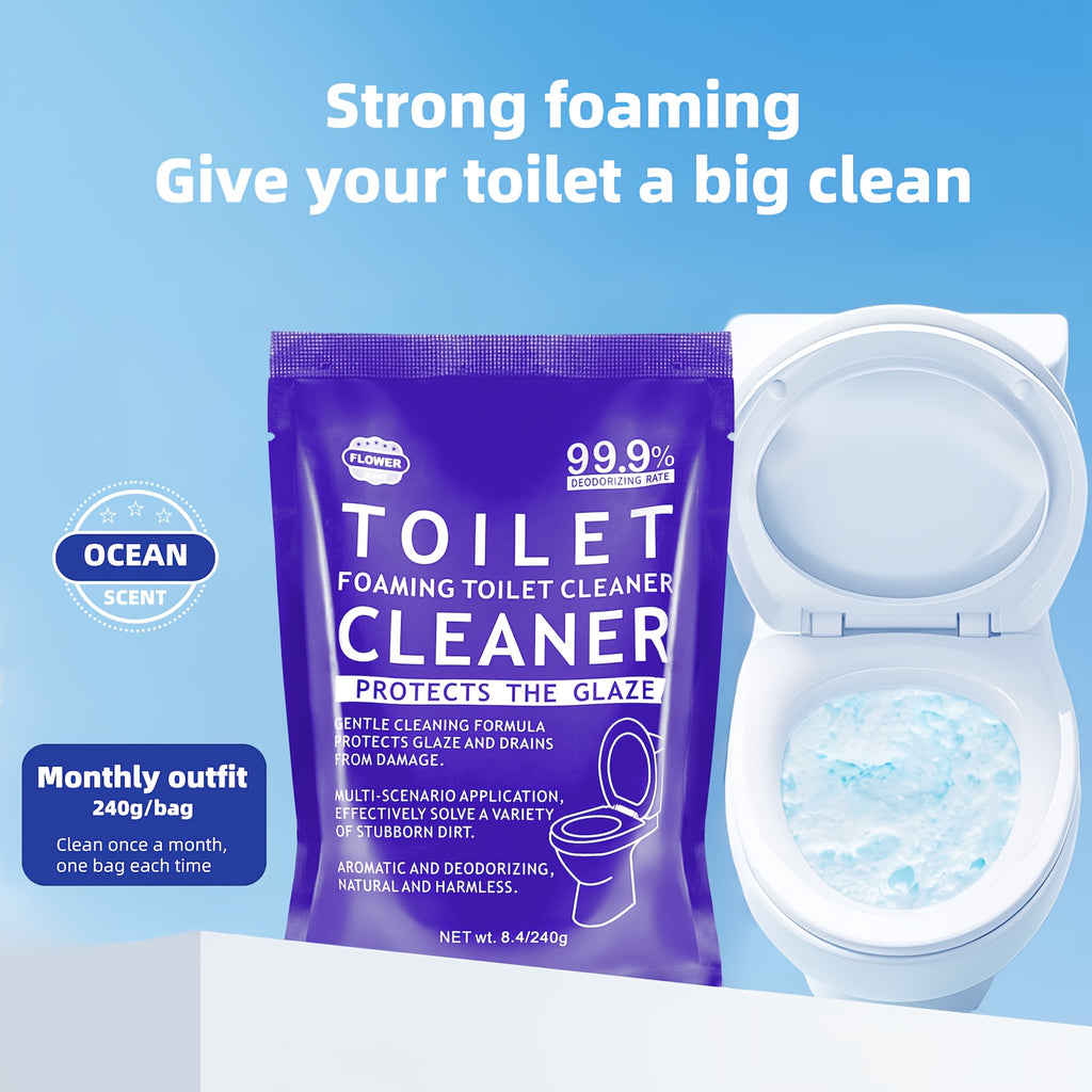 Foam Toilet Powder Cleaner 5 Pack – Fast-Acting Stain Remover, Drain Unclogger & Deodorizer for Toilets, Ocean & Floral Scent, No Harsh Chemicals, Travel & Home Use
