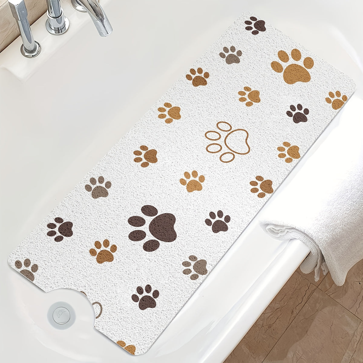 Non-Slip Bathtub Mat with Suction Cups & Drain Holes – PVC Shower Mat 40x16, Cushioned, Machine Washable, Fun Ocean Designs for Kids & Adults