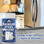 Stainless Steel Cleaning Wipes for Kitchen, Citric Acid Formula Deep Cleans Grease & Grime from Appliances, Sinks & Fixtures, Gentle on Hands Quick Kitchen Cleaning Wipes