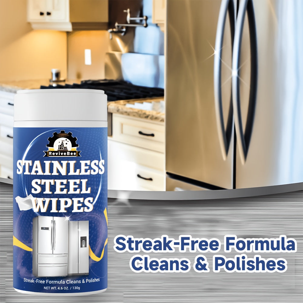 Stainless Steel Cleaning Wipes for Kitchen, Citric Acid Formula Deep Cleans Grease & Grime from Appliances, Sinks & Fixtures, Gentle on Hands Quick Kitchen Cleaning Wipes
