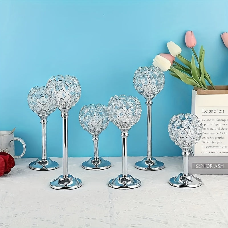 Crystal Candelabra Centerpiece Set of 6 – Elegant Wedding Table Decoration, Candlelit Dinner Photo Props, Birthday Anniversary Party Decor for Home Hotel Banquet (Candles Not Included)