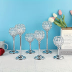 Crystal Candelabra Centerpiece Set of 6 – Elegant Wedding Table Decoration, Candlelit Dinner Photo Props, Birthday Anniversary Party Decor for Home Hotel Banquet (Candles Not Included)