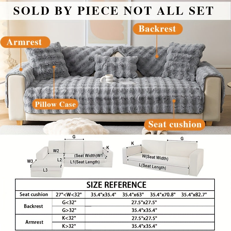 Faux Rabbit Fur Plush Sofa Cover Thick Milkskin Split Slipcover Cozy Winter Warmth Pet Friendly Machine Washable 1 2 3 4 Seater Living Room Bedroom Office