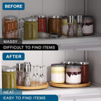 Lazy Susan Organizer Spinning Spice Rack Wooden Turntable Non-Slip for Kitchen Cabinet & Countertop - 9.84 & 11.81 Inch