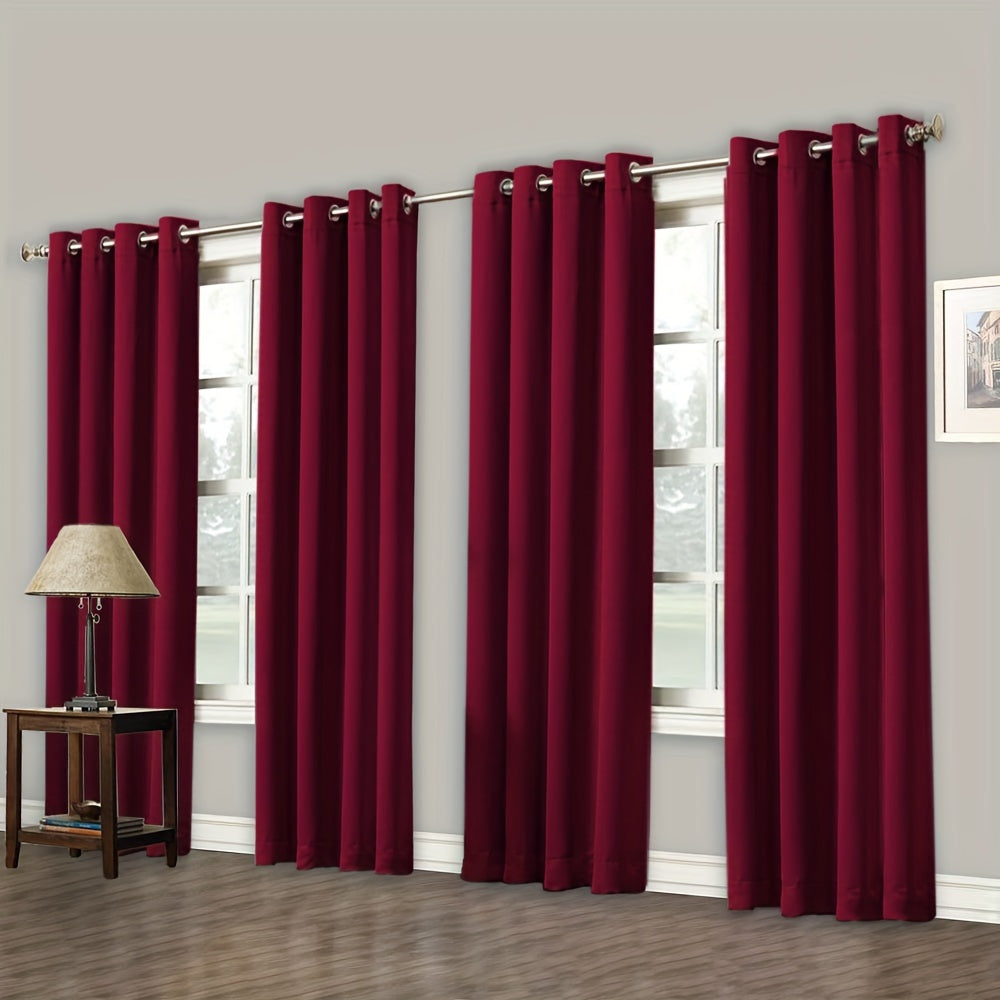 Room Darkening Blackout Curtains 4-Pack – Grommet Top Plain Weave Sun Blocking Drapes for Living Room & Bedroom, 9 Colors, 7 Size Options, Woven Polyester