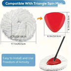 Microfiber Rotary Mop Replacement Heads 360-Degree Triangular Pads for Spin Mop Systems – Available in 2, 5, 10 & 20 Pack, Reusable Floor Cleaning Refills