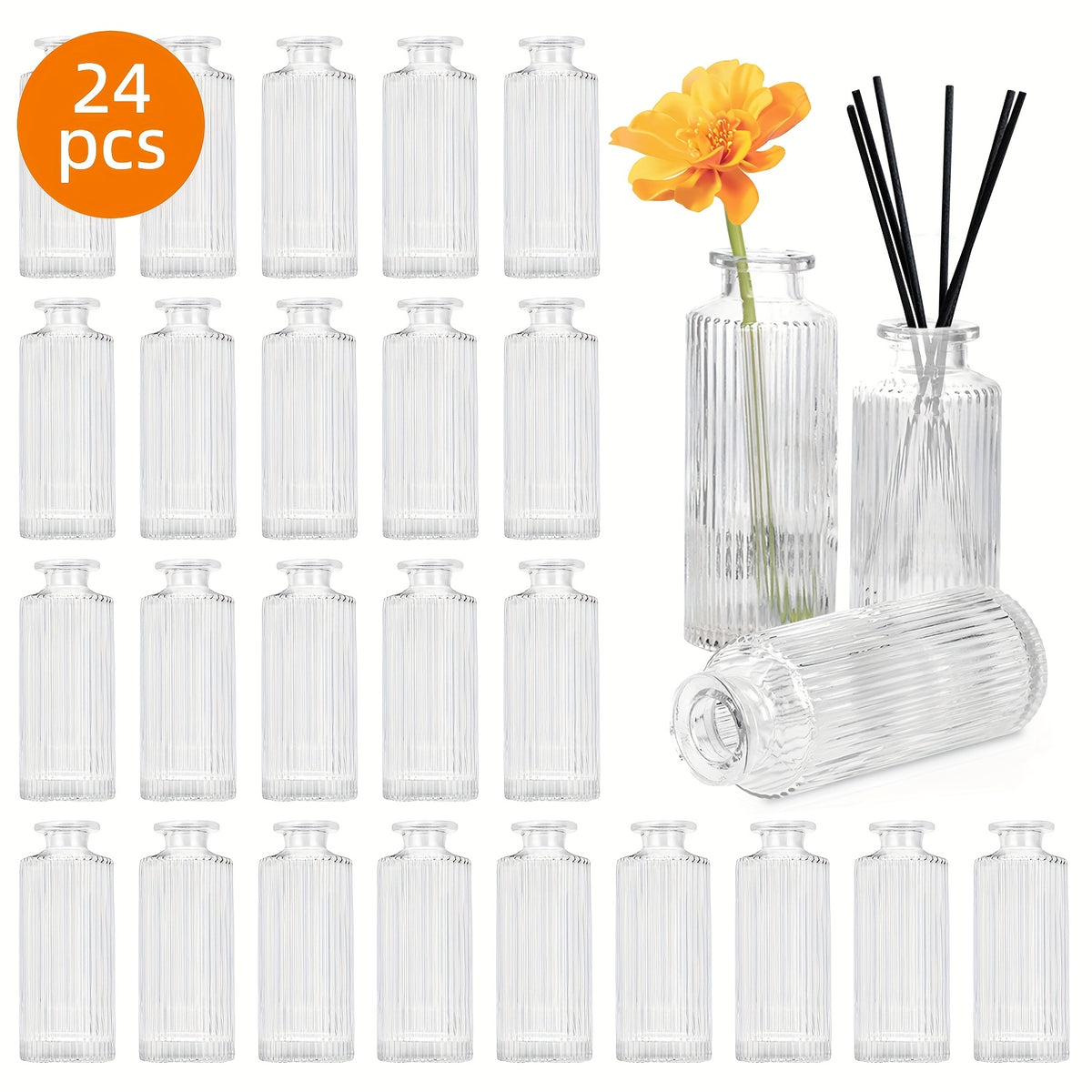 Striped Bud Vases Set of 12 24 36 Modern Mini Clear Flower Vases for Wedding Centerpieces Birthday Anniversary Party Table Decor – Mother's Day Vase Set