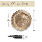 Charger Plates Set of 24 – 13 Inch Floral Reef Decorative Dinnerware for Wedding Party Table Setting Silver Gold Rose Gold Red