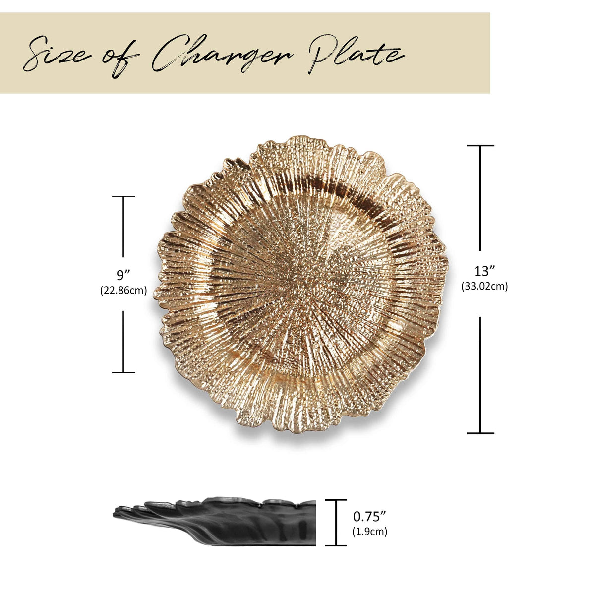 Charger Plates Set of 24 – 13 Inch Floral Reef Decorative Dinnerware for Wedding Party Table Setting Silver Gold Rose Gold Red