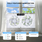 Twin Window Fan 9 Inch Expandable Dual Blade with Remote Control 2-Speed 3-Speed for Bedroom Living Room Kitchen Indoor Cooling