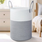 Collapsible Woven Rope Laundry Basket & Hamper - 4 Sizes (12-26 Gal), Cotton Rope Storage Basket for Dirty Clothes, Blankets & Toys, Boho Bathroom Nursery & Living Room Decor