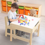 Kids Wood Table and Chair Set 3-in-1 – Double-Sided Desktop, Built-In Toy Storage, Ideal for Nursery Playroom Daycare, New Version & Multifunctional Aesthetic Style