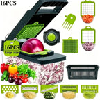 Vegetable Chopper with 8 Blades - Multifunctional Food Slicer Dicer Cutter, Onion Chopper Set with Container, 22pcs Kitchen Prep Tool