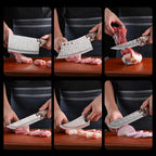 Professional Kitchen Knife Set with Forged Carbon Steel Blades, Full Tang Chef's, Meat, Carving & Cleaver Knives Plus Poultry Shears, Upgraded Version, Perfect Gift for Women & Home Cooks