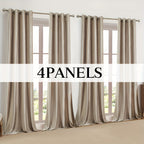 Velvet Grommet Curtains 4 Panels – Room Darkening Thermal Flannel Drapes for Living Room & Bedroom, Luxury Soft Window Panels, 52"W Multiple Lengths, Golden Hot Pink Champagne Taupe