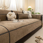 Chenille Sofa Seat Cover Non-Slip Pet Friendly Machine Washable All Season - Sofa Cushion Cover with Lace Belt for 1 2 3 4 Seater Armrest Backrest 3 Colors