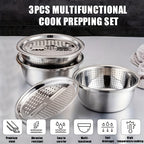 3-in-1 Grater Strainer and Cutter 9 Inch - Shred Slice Grate & Dice Multifunctional Vegetable Grater for Salad Prep, Kitchen Straining & Food Processing