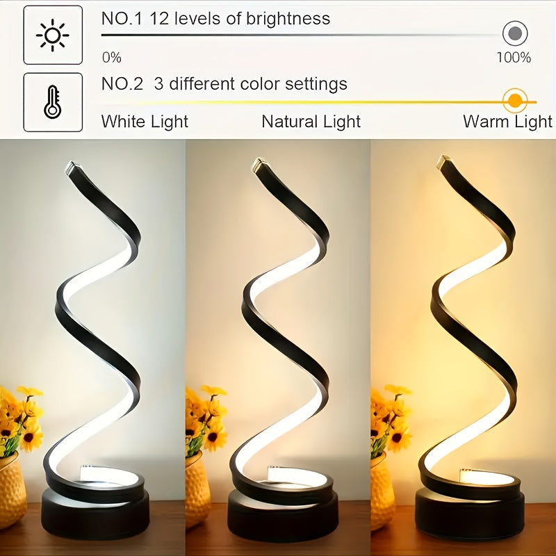 Spiral Adjustable Desk Lamp Vintage Style with Dimmable Warm Light, 3 Color Modes 10 Brightness Settings, Space-Saving Table Lamp for Bedroom Study & Living Room, 12V Safe Low Voltage, Gift for Friends & Family