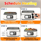Cordless Electric Heating Lunch Box 1.5L/50.72oz - 304 Stainless Steel, 24000mAh Rechargeable Battery, Adjustable Temp & Timer, Office Picnic Car Travel, Fork Spoon Divider Included, Black White Yellow Blue