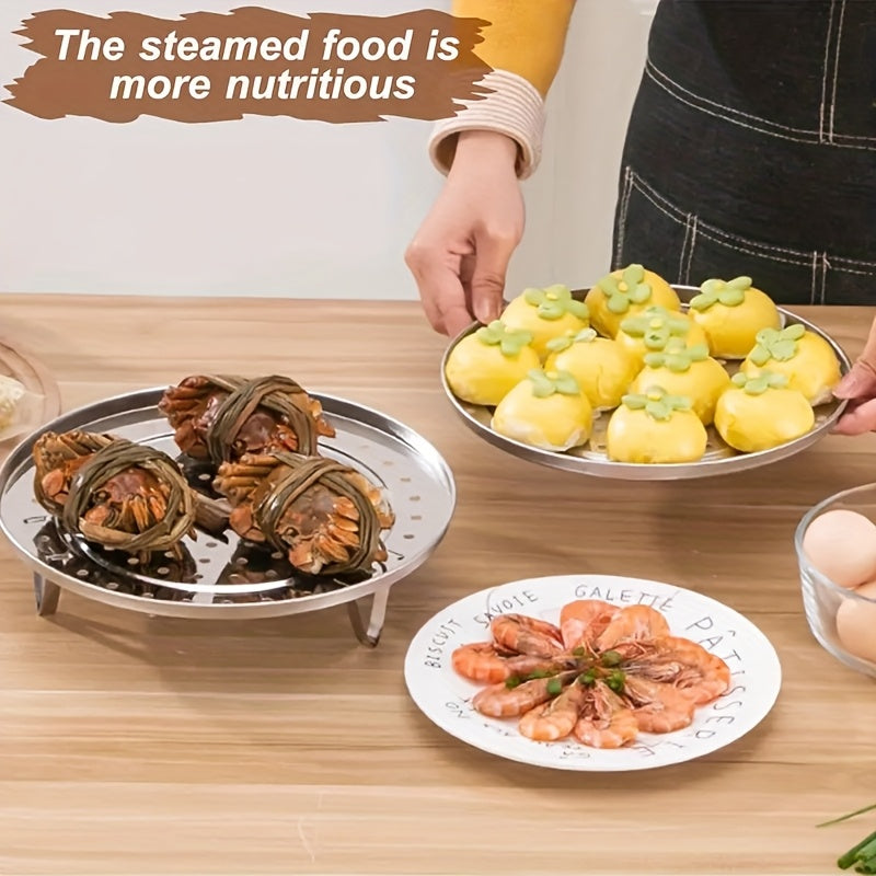 Stainless Steel Steamer Rack Set 3 Piece Multi-Layer Round Insert with Can Holder Fits Standard Pots for Home Kitchen Steam Cooking
