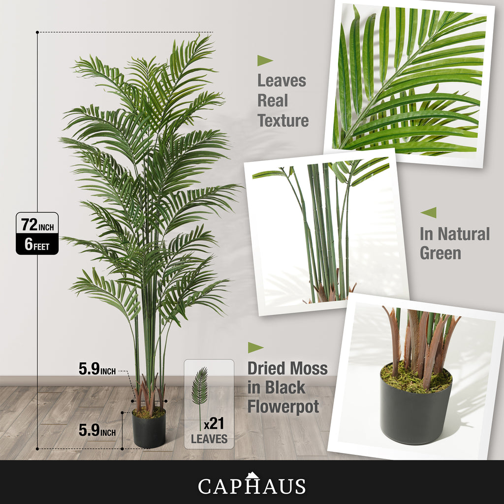 Artificial Palm Tree 5 6 7 Feet Lifelike Faux Potted Plant with Moss Indoor Home Office Living Room Decor Housewarming Gift