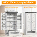47 Inch Kitchen Pantry Storage Cabinet with Drawer – Multifunctional Buffet Cupboard Sideboard with Adjustable Shelves | Multiple Styles & Colors