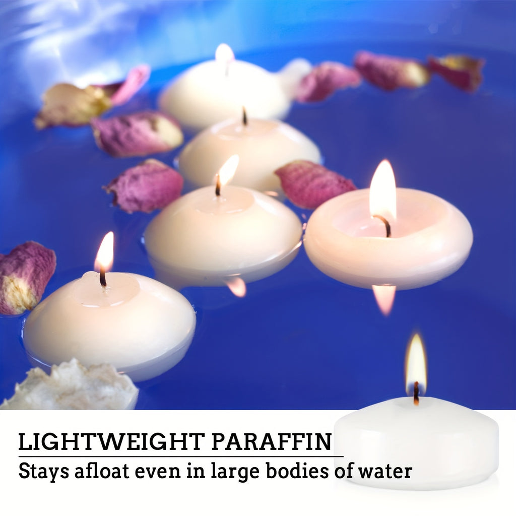 Floating Candles 50 Pack 2 Inch Small Round Unscented Dripless Candles for Wedding Centerpiece Pool Bowl Vase Halloween Christmas Holiday Table Decoration