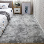 Fluffy Shag Area Rug for Living Room Bedroom - Super Soft Plush Faux Fur Carpet, Thick Shaggy Indoor Rug, Gray & Tie-Dye, 4 Sizes