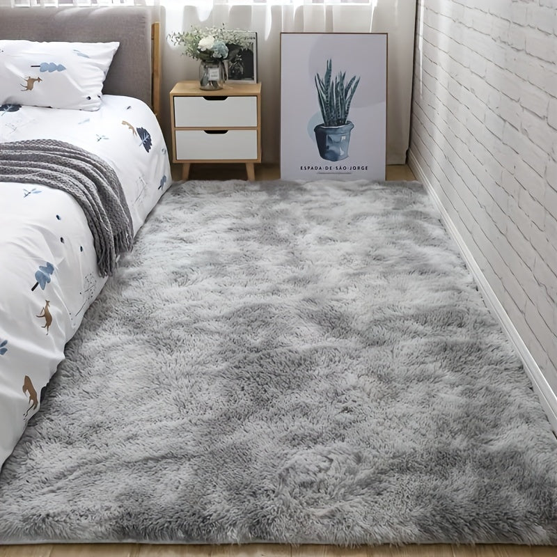 Fluffy Shag Area Rug for Living Room Bedroom - Super Soft Plush Faux Fur Carpet, Thick Shaggy Indoor Rug, Gray & Tie-Dye, 4 Sizes
