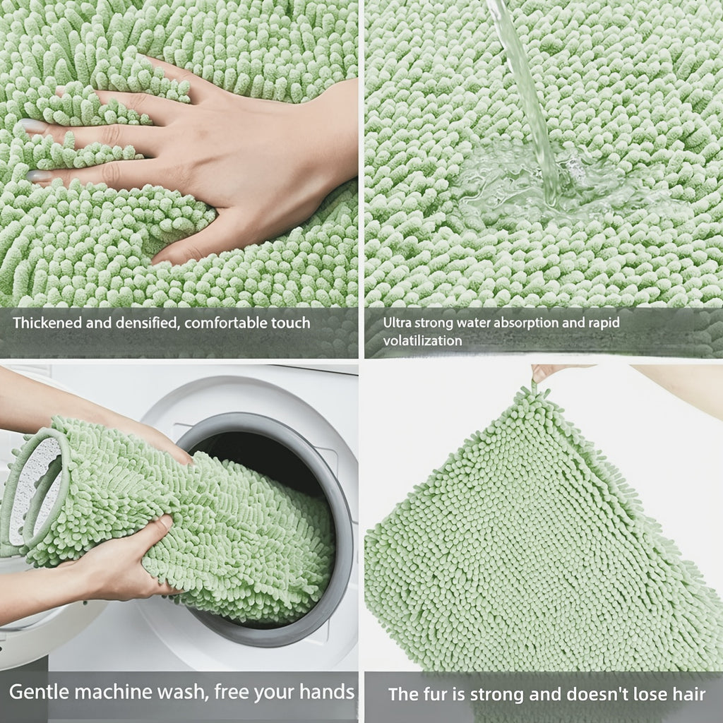 Chenille Oval Non-Slip Bathroom Mat Super Absorbent Soft Plush Floor Mat – Machine Washable, Anti-Slip Backing, 5 Colors 6 Sizes for Bathroom Kitchen Pet Use