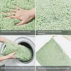 Chenille Oval Non-Slip Bathroom Mat Super Absorbent Soft Plush Floor Mat – Machine Washable, Anti-Slip Backing, 5 Colors 6 Sizes for Bathroom Kitchen Pet Use
