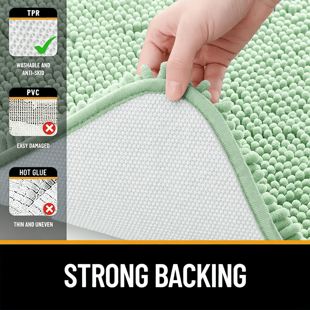 Chenille Oval Non-Slip Bathroom Mat Super Absorbent Soft Plush Floor Mat – Machine Washable, Anti-Slip Backing, 5 Colors 6 Sizes for Bathroom Kitchen Pet Use