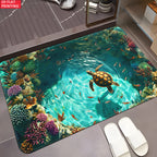 Sea Turtle Illusion Doormat 700GSM, Non-Slip Microfiber Absorbent Rug, Machine Washable Mat for Bathroom Bedroom Living Room Entrance Outdoor Camping
